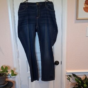 St. John's Bay Women's Deep Indigo Straight Leg Jeans, Cot/Poly/Span 18 W